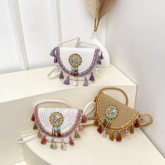 Wholesale ethnic style Su Ma 'an women's bags, 2025 summer new fashion color-blocking single-shoulder bags, trendy and versatile crossbody bags Wholesale ethnic style Su Ma 'an women's bags, 2025 summer new fashion color-blocking single-shoulder bags, trendy and versatile crossbody bags