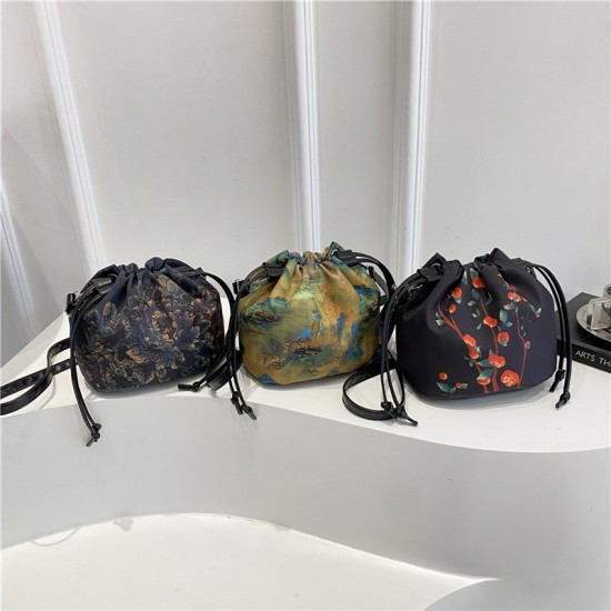 Wholesale new Chinese-style retro hand-held bucket bags for women, 2025 summer new light luxury versatile single-shoulder bags, trendy crossbody bags Wholesale new Chinese-style retro hand-held bucket bags for women, 2025 summer new light luxury versatile single-shoulder bags, trendy crossbody bags