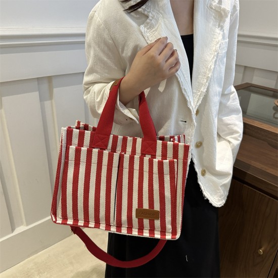 Commuter large-capacity hand-held tote bag for women, new 2024 autumn and winter collection, personalized striped single-shoulder bag, trendy casual crossbody bag Commuter large-capacity hand-held tote bag for women, new 2024 autumn and winter collection, personalized striped single-shoulder bag, trendy casual crossbody bag