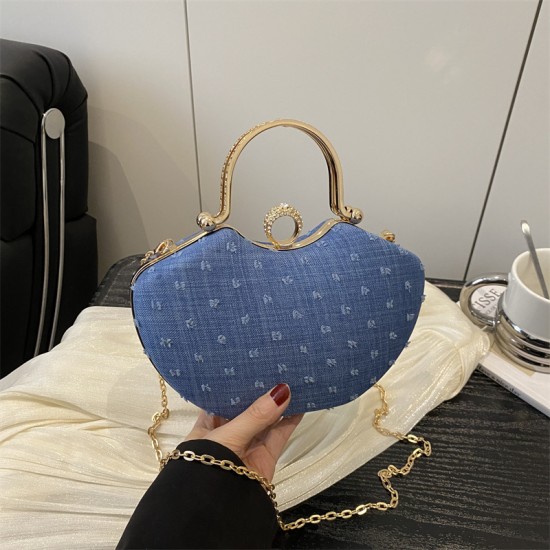 Wholesale small Chanel-style hand-held fan-shaped women's bags, 2025 summer new light luxury and fashionable single-shoulder bags, trendy chain crossbody bags Wholesale small Chanel-style hand-held fan-shaped women's bags, 2025 summer new light luxury and fashionable single-shoulder bags, trendy chain crossbody bags