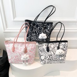 Niche design graffiti hand-held tote bag for women, new casual single-shoulder bag for autumn and winter 2024, large-capacity underarm bag