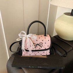 Fashionable color-blocking small square bag, 2025 summer new style fresh and sweet bow handbag, stylish and versatile crossbody bag