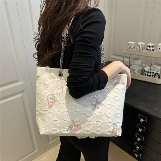 Wholesale sweet style chain hand-held tote bags for women, 2025 summer new checkered butterfly single-shoulder bags, trendy crossbody bags