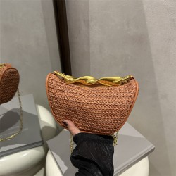 Wholesale niche design straw woven hand-held ingots, women's bags, 2025 summer new chain single-shoulder bags, versatile crossbody bags