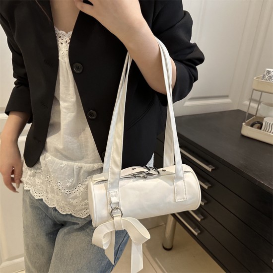 Wholesale cross-border niche bow-shaped hand-held cylindrical women's bags, 2025 summer new simple single-shoulder bags, trendy underarm bags Wholesale cross-border niche bow-shaped hand-held cylindrical women's bags, 2025 summer new simple single-shoulder bags, trendy underarm bags