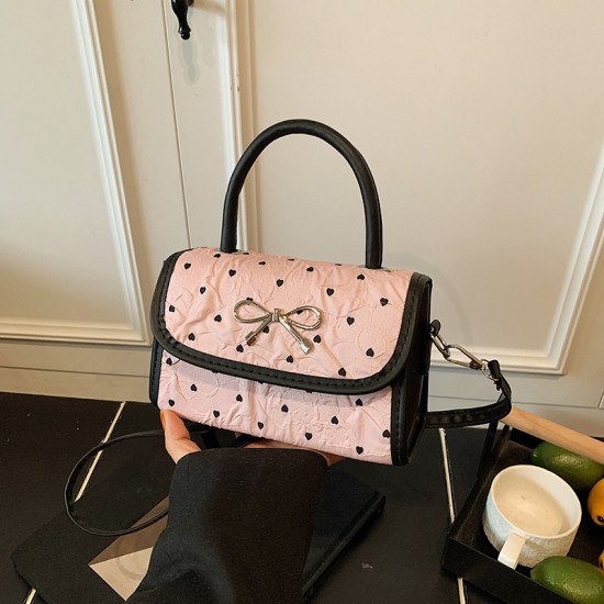 Fashionable color-blocking small square bag, 2025 summer new style fresh and sweet bow handbag, stylish and versatile crossbody bag