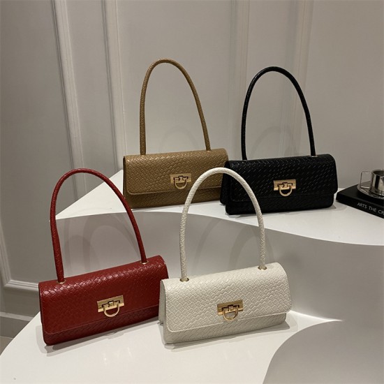 Wholesale Korean-style woven pattern hand-held small square women's bags, 2025 summer new fashion lock button single-shoulder bags, trendy underarm bags Wholesale Korean-style woven pattern hand-held small square women's bags, 2025 summer new fashion lock button single-shoulder bags, trendy underarm bags