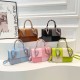 Wholesale Korean-style silk scarves, hand-held small square bags, women's bags, 2025 summer new color-blocking light luxury single-shoulder bags, commuting crossbody bags