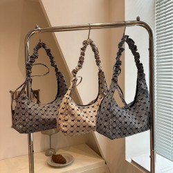 Wholesale of niche pleated hand-held small bags for women in summer 2025, new checkered bow single-shoulder bags and trendy crossbody bags