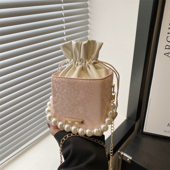 Wholesale popular niche pearl hand-held bucket bags for women, new spring 2025 light luxury single-shoulder bags and casual crossbody bags Wholesale popular niche pearl hand-held bucket bags for women, new spring 2025 light luxury single-shoulder bags and casual crossbody bags