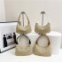 Wholesale fashionable straw woven hand-held crescent moon bags for women, 2025 spring new color-blocking single-shoulder bags, trendy and trendy underarm bags