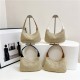Wholesale fashionable straw woven hand-held crescent moon bags for women, 2025 spring new color-blocking single-shoulder bags, trendy and trendy underarm bags Wholesale fashionable straw woven hand-held crescent moon bags for women, 2025 spring new color-blocking single-shoulder bags, trendy and trendy underarm bags