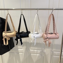 Wholesale cross-border niche bow-shaped hand-held cylindrical women's bags, 2025 summer new simple single-shoulder bags, trendy underarm bags