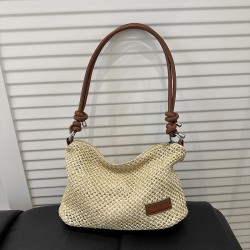 Wholesale simple and retro straw woven hand-held small square bags for women, 2025 summer new fashionable single-shoulder bags, versatile crossbody bags