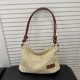 Wholesale simple and retro straw woven hand-held small square bags for women, 2025 summer new fashionable single-shoulder bags, versatile crossbody bags