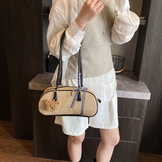 Wholesale fashionable woven hand-held pillow bags, women's bags, 2025 spring new collection, color-blocking single-shoulder bags, and high-quality underarm bags Wholesale fashionable woven hand-held pillow bags, women's bags, 2025 spring new collection, color-blocking single-shoulder bags, and high-quality underarm bags