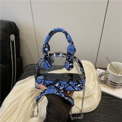 Wholesale snake-patterned hand-held shell bags, women's bags, 2025 summer new transparent single-shoulder bags, chain crossbody bags, the same as the popular ones