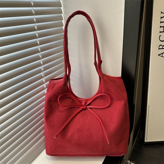 A high-end retro bow bow underarm single-shoulder bag for women, a new large-capacity casual hand-held tote bag for Winter 2024 A high-end retro bow bow underarm single-shoulder bag for women, a new large-capacity casual hand-held tote bag for Winter 2024