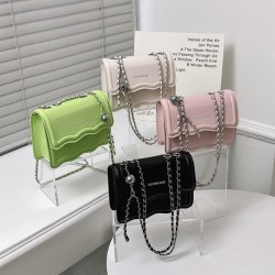 Cross-border light luxury texture handbag for women 2023 Spring, fresh and fashionable wavy small square bag, chain single-shoulder crossbody bag