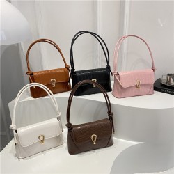 Wholesale fashionable lock button hand-held small square bags for women, 2025 summer new crocodile pattern single-shoulder bags, trendy crossbody bags
