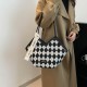 A stylish checkered color-matching silk strap hand-held small bag for women in winter 2024, a large-capacity single-shoulder bag for commuting under the armpit A stylish checkered color-matching silk strap hand-held small bag for women in winter 2024, a large-capacity single-shoulder bag for commuting under the armpit