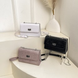 Wholesale French light luxury crocodile print hand-held small square women's bags, 2025 summer new fashion chain single-shoulder crossbody bags
