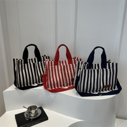 Commuter large-capacity hand-held tote bag for women, new 2024 autumn and winter collection, personalized striped single-shoulder bag, trendy casual crossbody bag