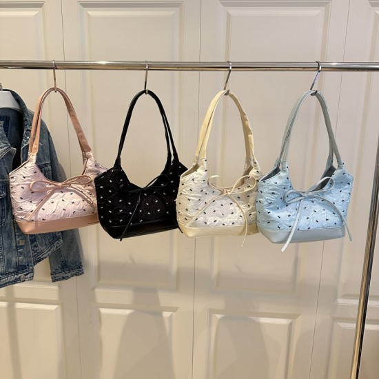 Wholesale Korean-style bow tie hand-held small handbags for women, 2025 summer new light luxury single-shoulder bags, trendy underarm bags Wholesale Korean-style bow tie hand-held small handbags for women, 2025 summer new light luxury single-shoulder bags, trendy underarm bags