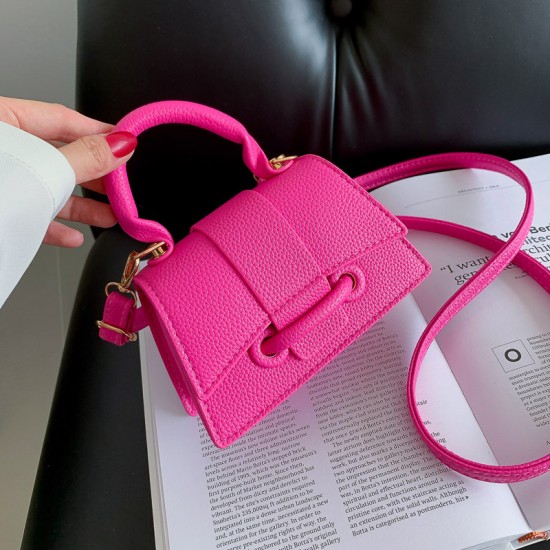 Korean-style fashionable and simple handbag 2023 Autumn and winter new commuting chic single-shoulder crossbody bag solid color PU small square bag
