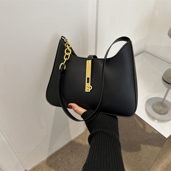 ins French niche quality handbag for women 2023 Winter New solid color PU underarm bag, versatile crossbody bag for commuting