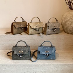 Retro-textured lockable hand-held Kelly bag for women's 2024 autumn and winter new commuting single-shoulder bag, light luxury and stylish crossbody bag