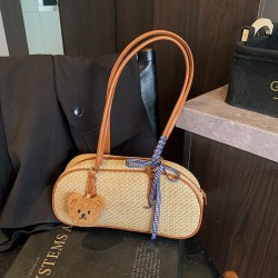 Wholesale fashionable woven hand-held pillow bags, women's bags, 2025 spring new collection, color-blocking single-shoulder bags, and high-quality underarm bags