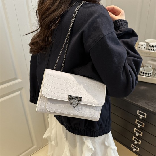 Wholesale Korean version crocodile pattern small square women's bags, 2025 summer new style personalized chain single-shoulder bags, high-end crossbody bags Wholesale Korean version crocodile pattern small square women's bags, 2025 summer new style personalized chain single-shoulder bags, high-end crossbody bags
