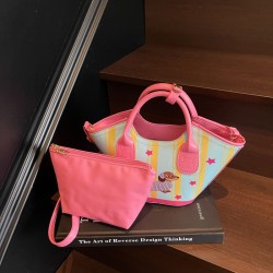Vegetable basket bags, women's bags, 2025 summer new style patchwork color-blocking handbags, cute water bucket mother and child bags, tote bags