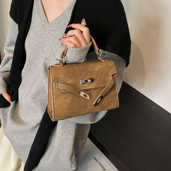 Retro-textured lockable hand-held Kelly bag for women's 2024 autumn and winter new commuting single-shoulder bag, light luxury and stylish crossbody bag Retro-textured lockable hand-held Kelly bag for women's 2024 autumn and winter new commuting single-shoulder bag, light luxury and stylish crossbody bag