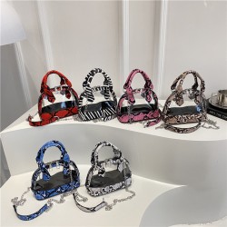 Wholesale snake-patterned hand-held shell bags, women's bags, 2025 summer new transparent single-shoulder bags, chain crossbody bags, the same as the popular ones