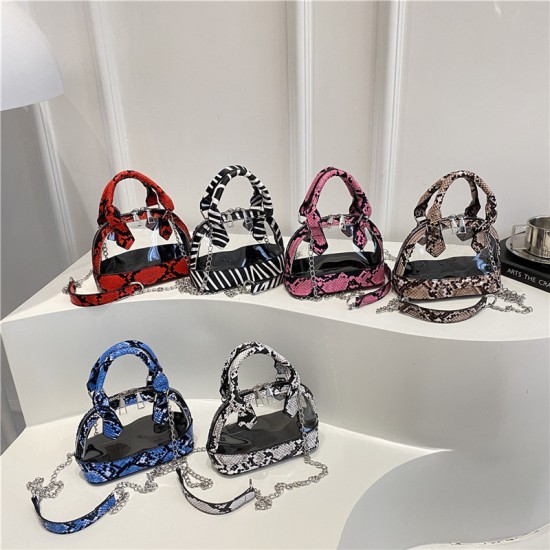 Wholesale snake-patterned hand-held shell bags, women's bags, 2025 summer new transparent single-shoulder bags, chain crossbody bags, the same as the popular ones Wholesale snake-patterned hand-held shell bags, women's bags, 2025 summer new transparent single-shoulder bags, chain crossbody bags, the same as the popular ones
