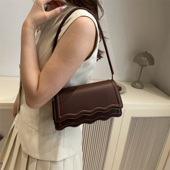 Cross-border women's bags 2024 Autumn and winter new collection: Trendy solid-color PU single-shoulder bag, stylish and beautiful lace underarm bag