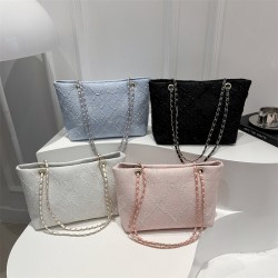 Wholesale high-end checkered tote bags, women's bags, 2025 summer new large-capacity single-shoulder bags, chain crossbody bags