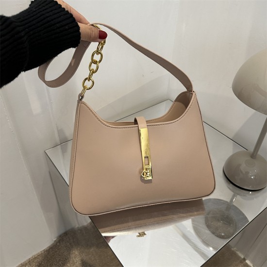 ins French niche quality handbag for women 2023 Winter New solid color PU underarm bag, versatile crossbody bag for commuting