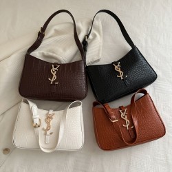 Wholesale cross-border crocodile print hand-held small square women's bags, 2025 summer new fashion lock button single-shoulder bags and trendy underarm bags