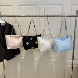 Wholesale sweet style chain hand-held tote bags for women, 2025 summer new checkered butterfly single-shoulder bags, trendy crossbody bags