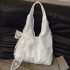 Korean-style fresh and sweet lace bow single-shoulder bag, large-capacity commuting tote bag, fashionable and versatile single-shoulder bag