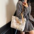 Large-capacity women's bags, 2025 summer new high-end style canvas printed tote bags, commuter single-shoulder handbags
