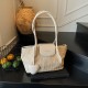 Stylish large-capacity tote bag for the summer of 2025, a new summer fashion color-blocking straw woven single-shoulder bag for seaside travel and beach bags
