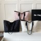 Wholesale Korean-style bow tie hand-held tote bags for women, 2025 summer new color-blocking versatile single-shoulder bags, trendy underarm bags