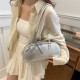 Korean version niche design fashionable handbag for women 2024 summer new solid color bow single shoulder bag baguette trendy