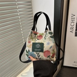 Wholesale sweet style hand-held bucket bags for women, 2025 summer new fashion floral single-shoulder bags, trendy crossbody bags