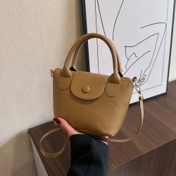 Wholesale of 2023 summer new solid color PU single-shoulder bags and casual versatile crossbody bags for fashionable and retro hand-held bucket bags