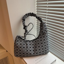 Wholesale of niche pleated hand-held small bags for women in summer 2025, new checkered bow single-shoulder bags and trendy crossbody bags